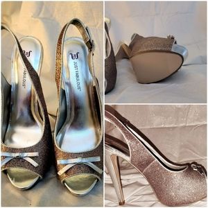 Glitter Peep Toe Heels